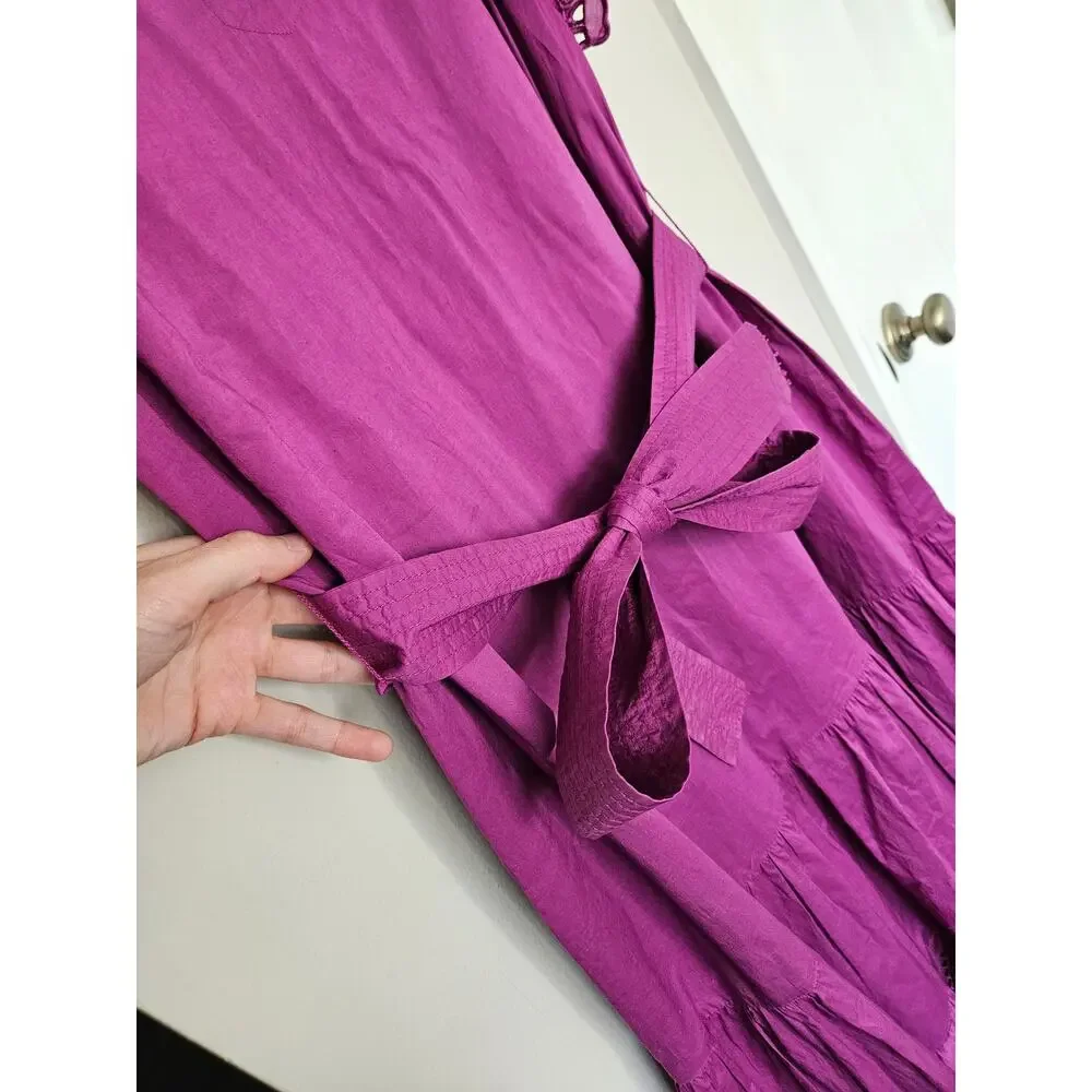 Rails Purple Magenta Berry Gia Dress Cotton Poplin Eyelet Midi Dress Size Medium
